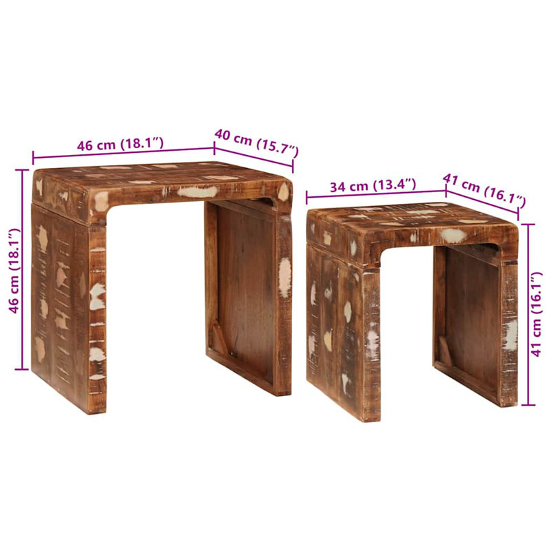 Solid Wood End Table, Distressed Brown