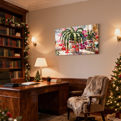 «Christmas Christmas Cactus Blooms», ensemble de 3 reproductions d'art sur toile
