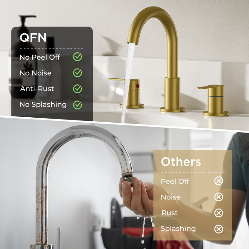 Widespread 2-handle Bathroom Faucet With Drain Assembly, Brushed Gold