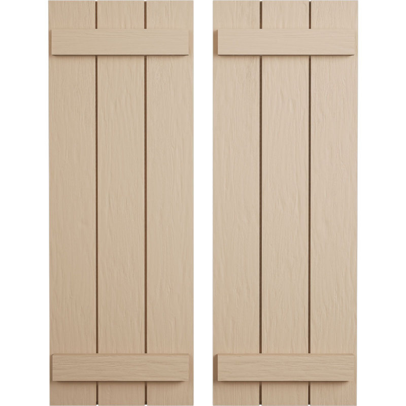 Volets en faux bois rustique à planche et nouettes (par paire), H 50 po x l 16,5 po x P 1 po, 16"