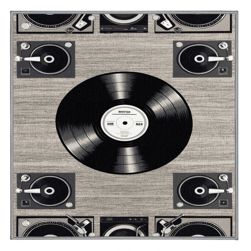  Tapis lavable avec disques vinyle, Carré 5 pi