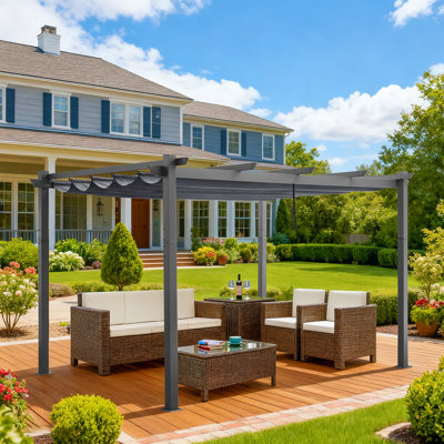 13 Ft. W X 10 Ft. D Aluminum Pergola with Canopy