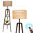 Asriel Tripod Floor Lamp with Rattan Linen Dual Lampshades & Remote Control