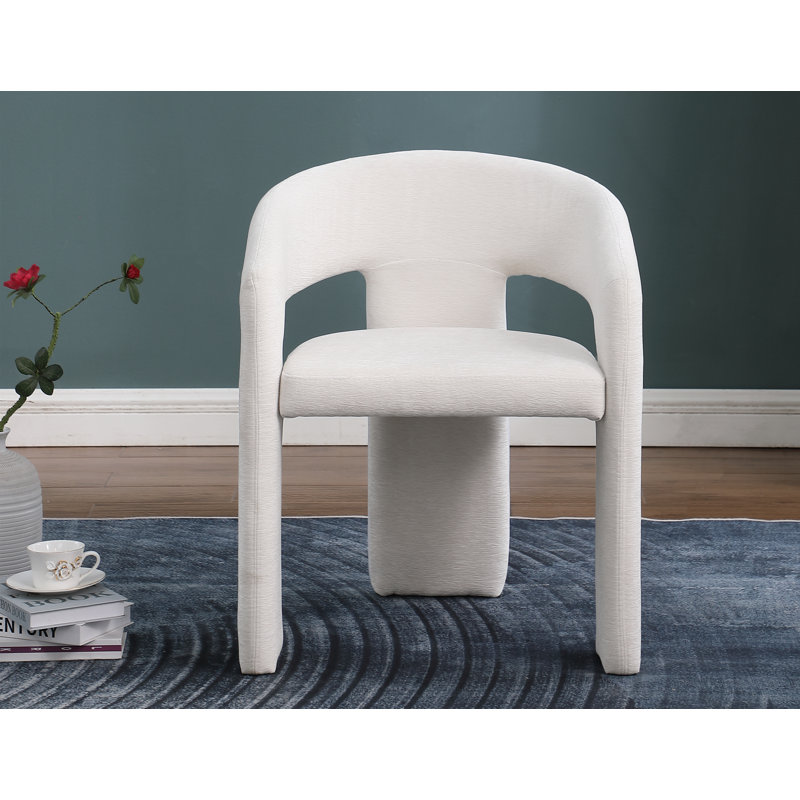 Chaise de salle à manger avec accoudoirs à dossier rembourré Jacarious, Crème, crème