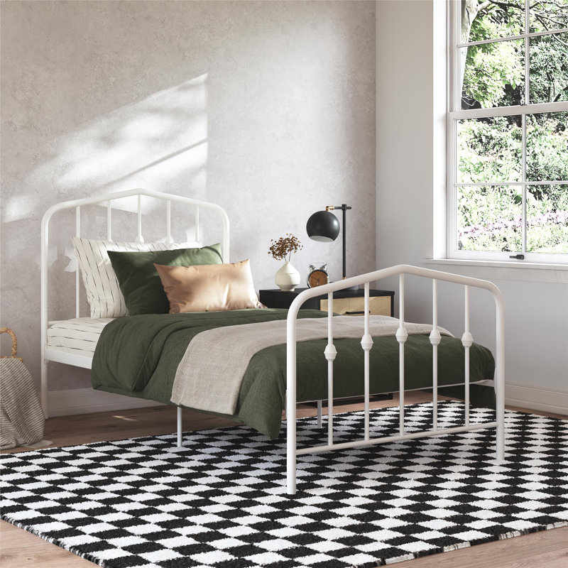 Lit plateforme en métal Bushwick, Blanc, Simple