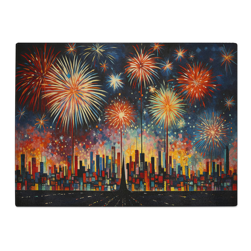 Fireworks Art Deco  Glass Chopping Board