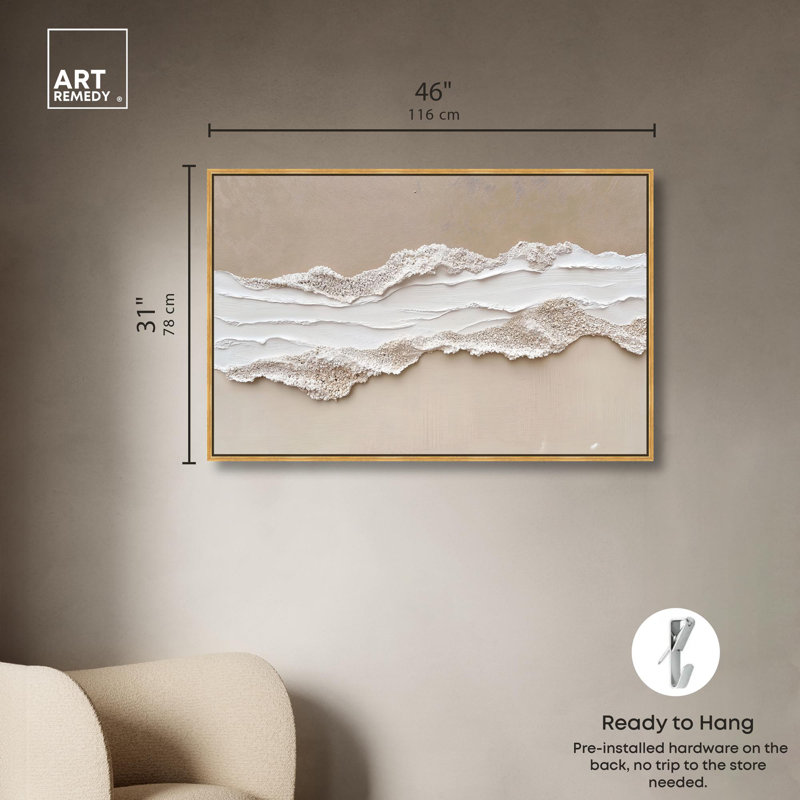 Toile texturée «Sea I» par Art Remedy, Doré, H 31 po x l 46 po, Cadre flottant