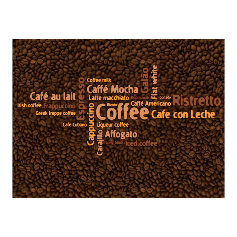 Murale café mots et grains de café, L 121 po x l 157 po
