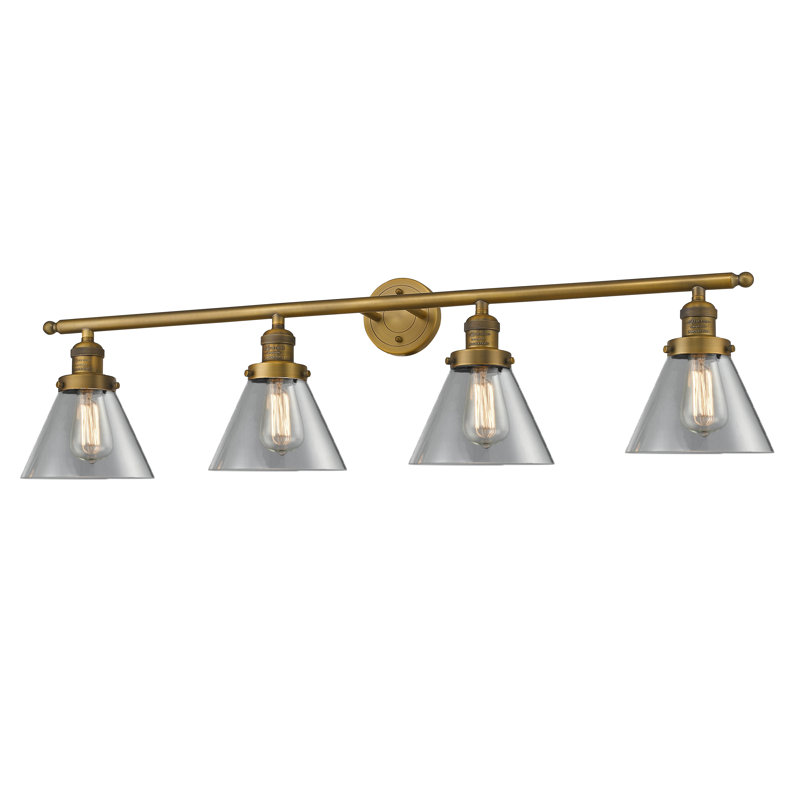 4 - Light Dimmable Vanity Light, Seedy, Brushed Brass
