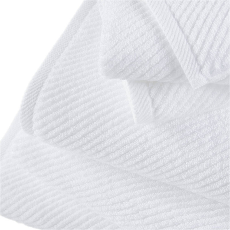 Ensemble de 6 serviettes 6 pièces 100% coton à séchage rapide en diagonale 6 pièces, blanc