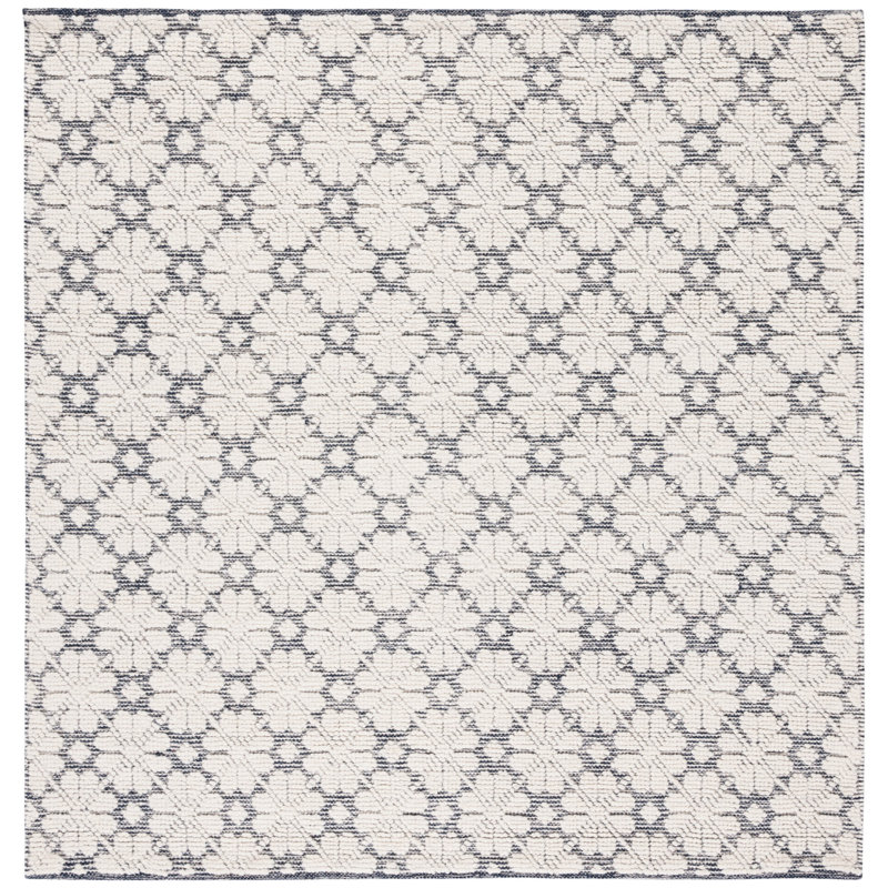 Vermont Hand Woven Wool Geometric Rug, Square 6'