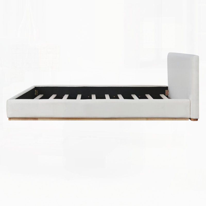 Elegant Upholstered Bed With Solid Wood Frame, King