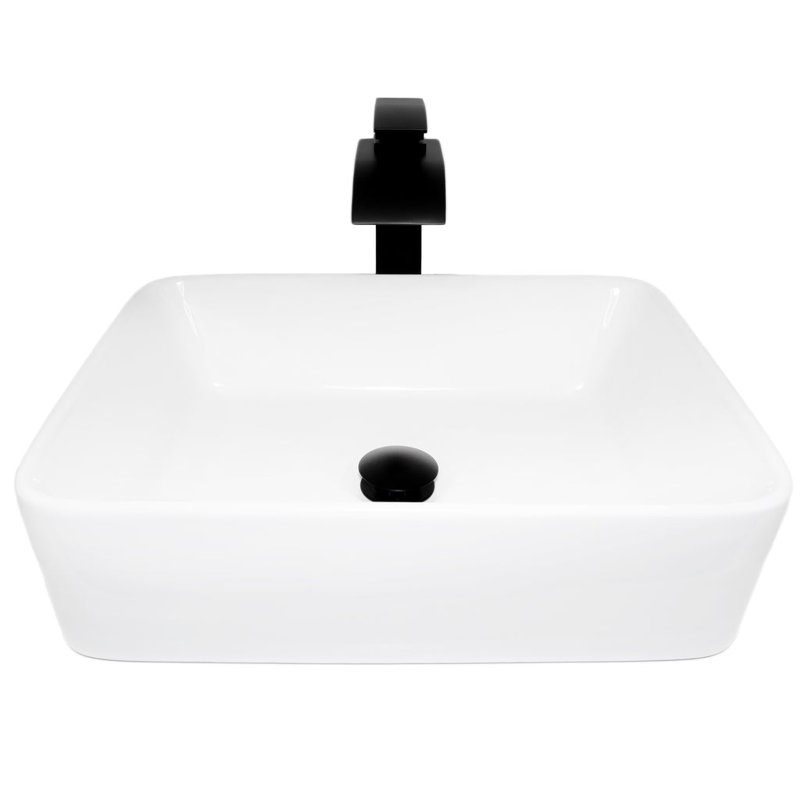Novatto 19'' White Porcelain Square Bathroom Sink with Faucet