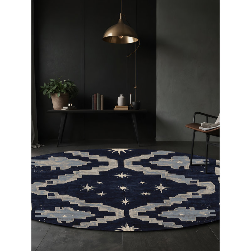 Machine Washable Gray Area Rug, Round 7'