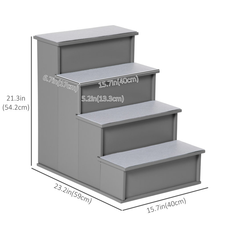 Escalier pour animal 4 marches Malbon, Gris
