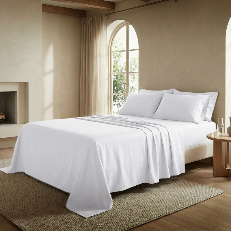 Ensemble de draps 100% satin de coton à densité de tissage 800 fils Threadmill, Hotel White Solid