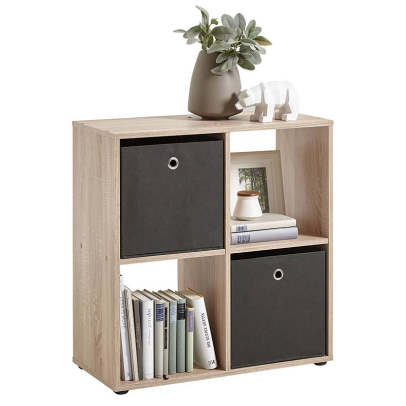 FMD Standing Shelf with 4 Compartments, Oak
