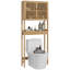 Armoire de rangement en bambou au-dessus de la toilette Tayen, portes à lattes, tablette réglable et tablette ouverte