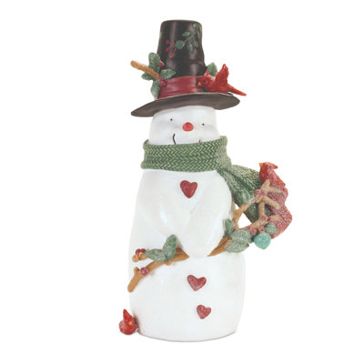 Figurine 8,25 po bonhomme de neige scintillant avec cardinaux