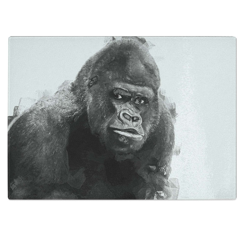 Tempered Glass a Silverback Gorilla Chopping Board, 39 cm W x 28.5 cm L