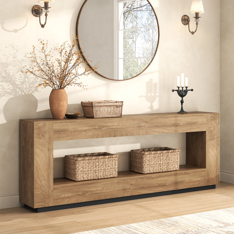 78 Inch Extra Long Console Table For Entryway, 2-Tier Sofa Table Behind Couch With Storage Shelfor Living Room, Foyer, Hallway