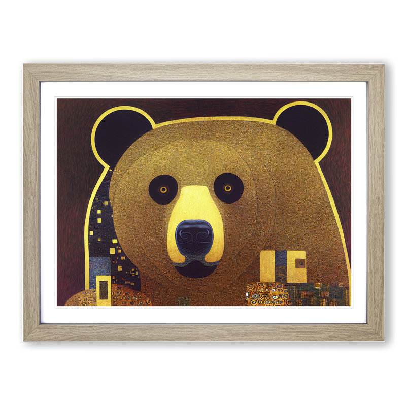 An Astonishing Bear Abstract - Framed Print, 34cm H x 46cm W x 2cm D, Oak