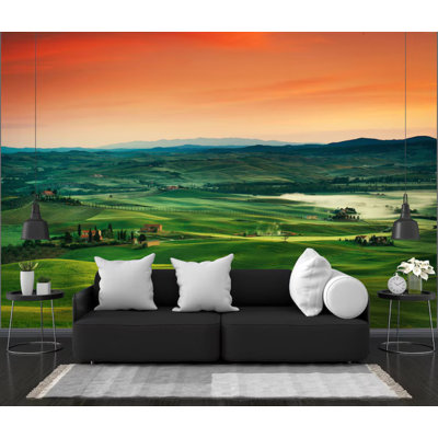 Tuscany Rolling Hills Sunset Countryside Wall Mural for Home Decor