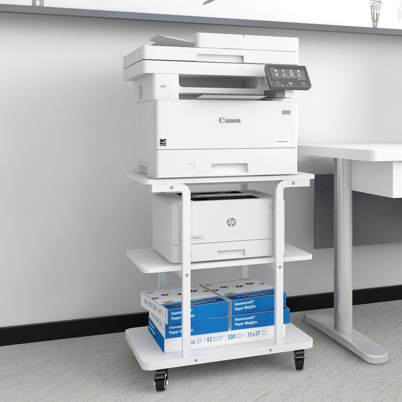 24''x20''x26'' Large Printer Table with Storage Shelf, 3 Tier Rolling Printer Cart with Wheels,Multifunctional Shelves for Home Office