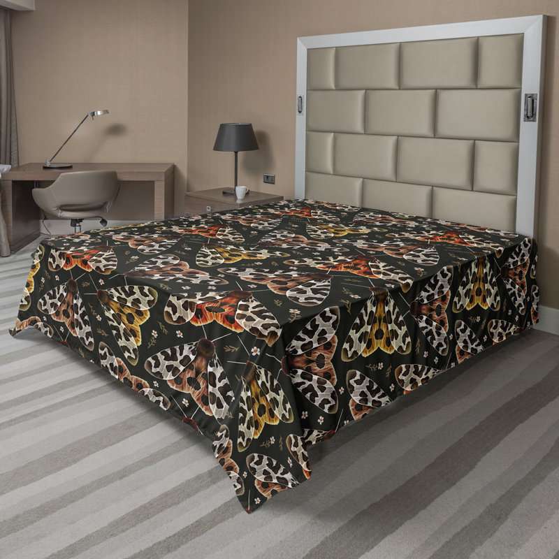Ambesonne Flowers Flat Sheet Nostalgia Farmhouse, Vermilion Pale Cinnamon