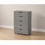 Commode à 5 tiroirs en bois gris moderne 46,46 po avec roulettes pour chambre à coucher, chambre de bébé