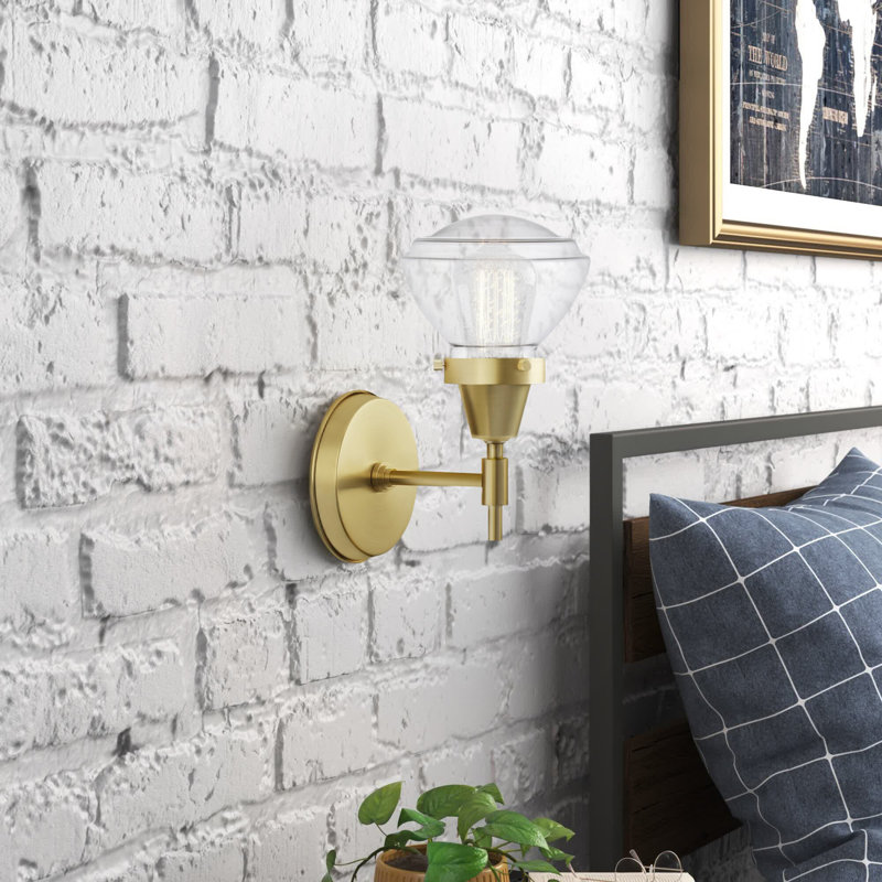 Gayle Armed Sconce, Clear, LED, Matte Black