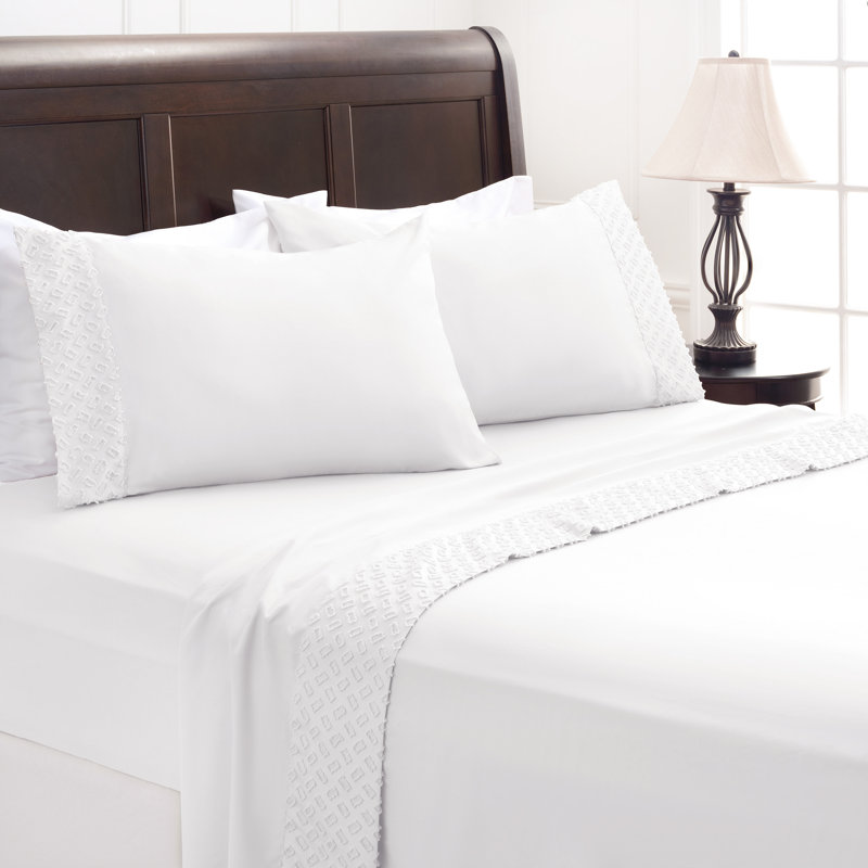 Percale Sheet Set, Queen Sheet Set + Fitted Sheet + 2 Pillowcases, White