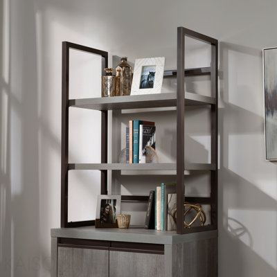 Library Hutch With Modern Design, Brown Finish