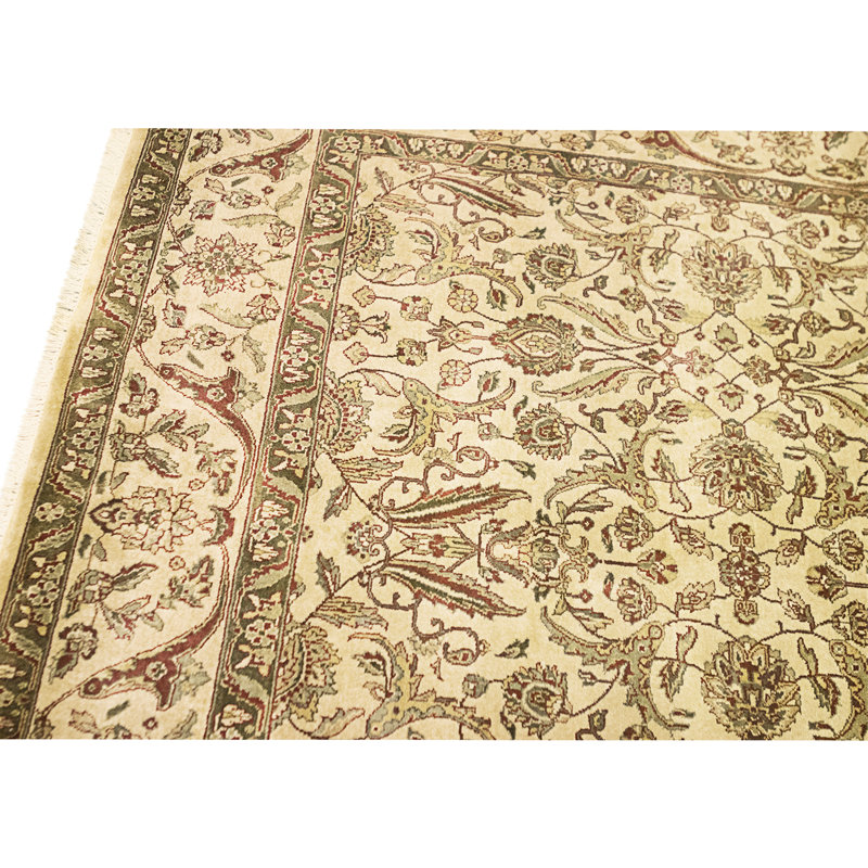Hand Knotted Wool Area Rug in Beige