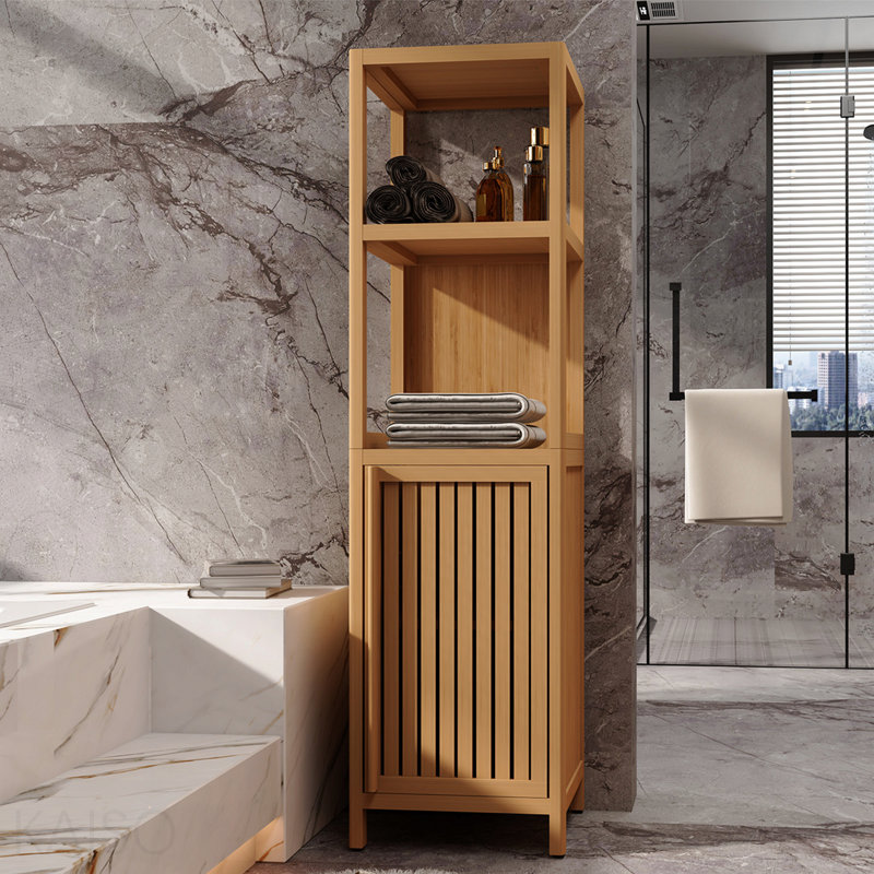 Large Capacity Multifunctional Bamboo Storage Cabinet Furniture For Bathroom And Living Room