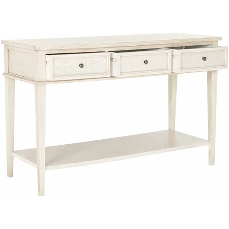 White Elm Wood Hallway Table with Storage Drawers