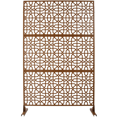 Outdoor & Indoor Privacy Screen Metal Privacy Screen 76" H×48" W, Freestanding Decorative Privacy Screen for Deck Balcony Patio, Privacy Fence Panels for Outside Lawn Garden PS106 WHITE