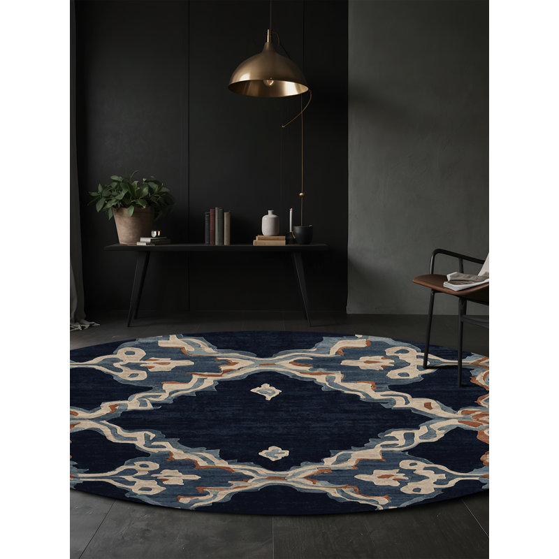 Tapis gris lavable à la machine, Rond 4 pi