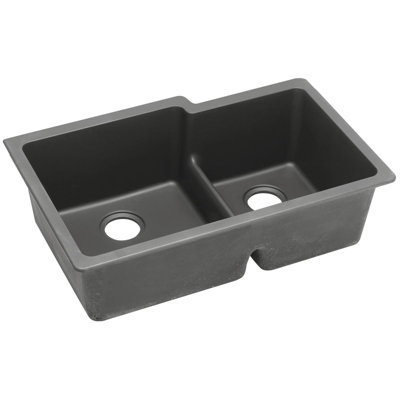 Quartz Classic 33" x 20-1/2" x 9-1/2" Double Basin Undermount Kitchen Sink