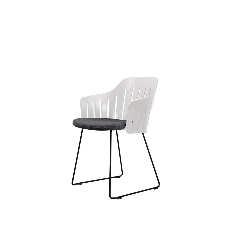 Choice Chair Indoor and Sledge Steel Base with Upholstery Cane-line Ambience Seat Cover, Dark Gray, White