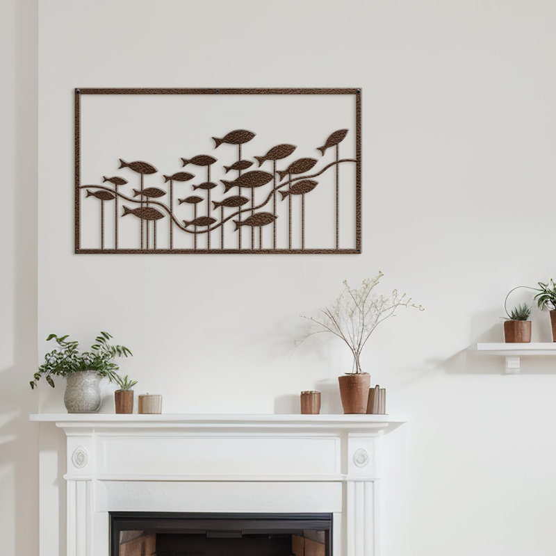 Décoration murale en métal, H 9 po x l 18 po x P 0,05 po, Bronze