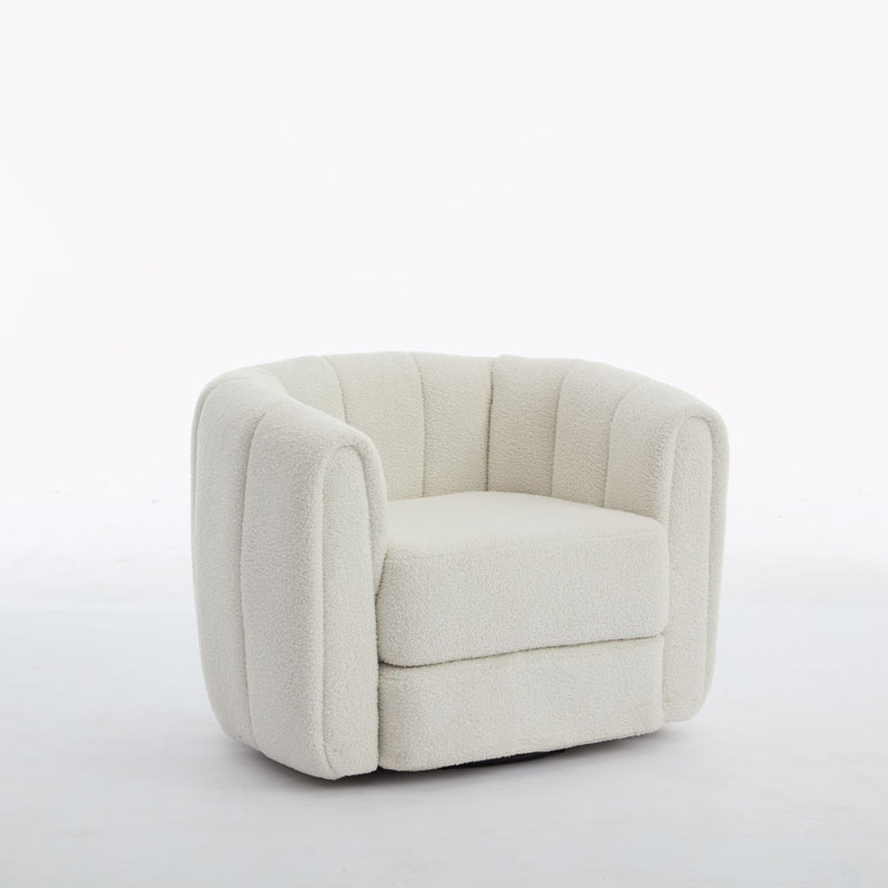 Lefleur Wide Swivel Armchair, White Teddy