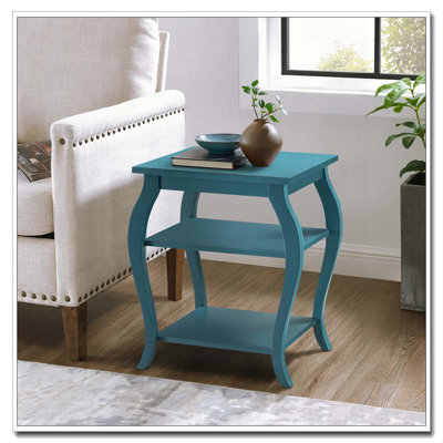 Teal 2-shelf End Table