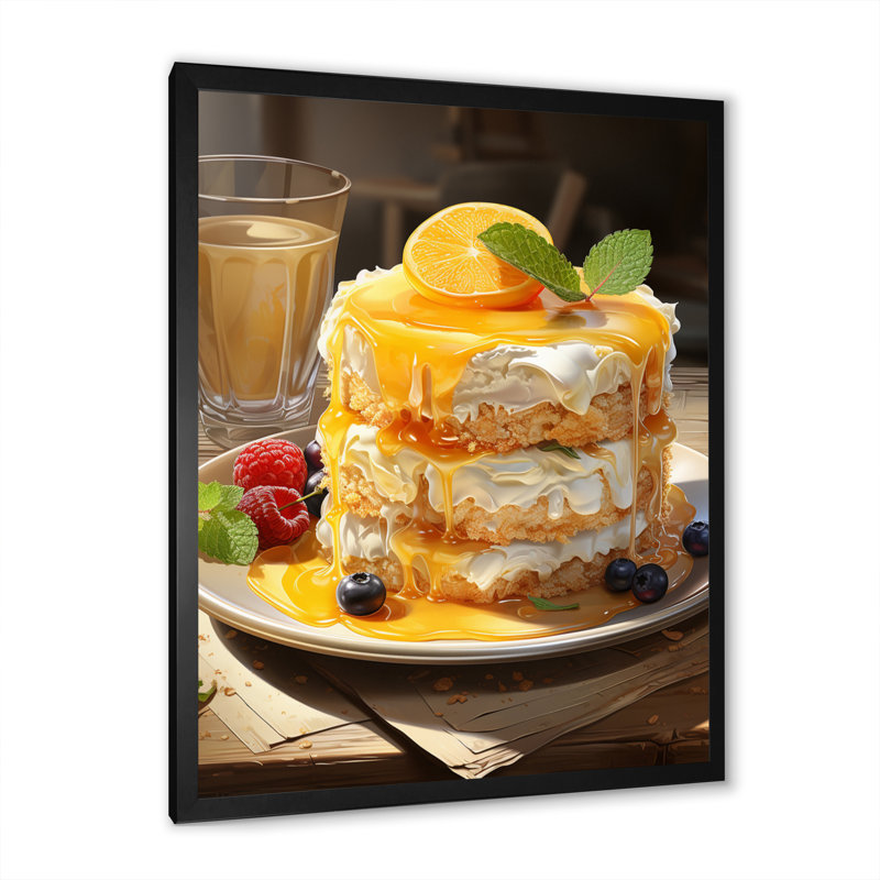 Ramanna Yellow Cheesecake Luxury, reproduction d'art sur toile, H 44 po x l 34 po x P 1,5 po, Cadre photo noir