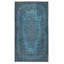 Tapis de couleur bleue 4,7 x 8,4 pi avec motif médaillon fabriqué à la main en Turquie