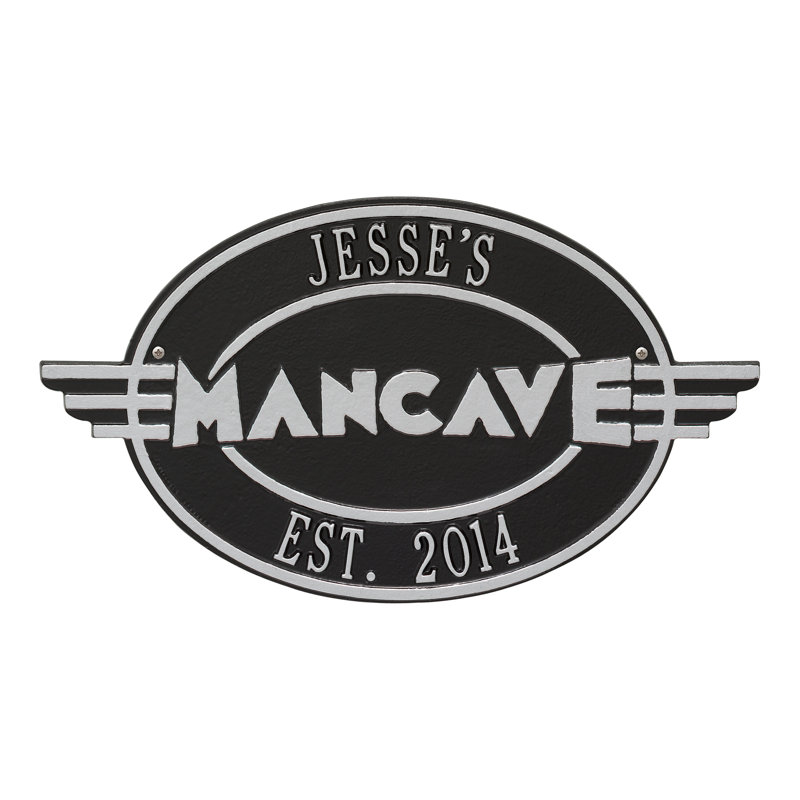 Décoration murale à plaque personnalisable man cave Moderno, Oui, Noir / argent