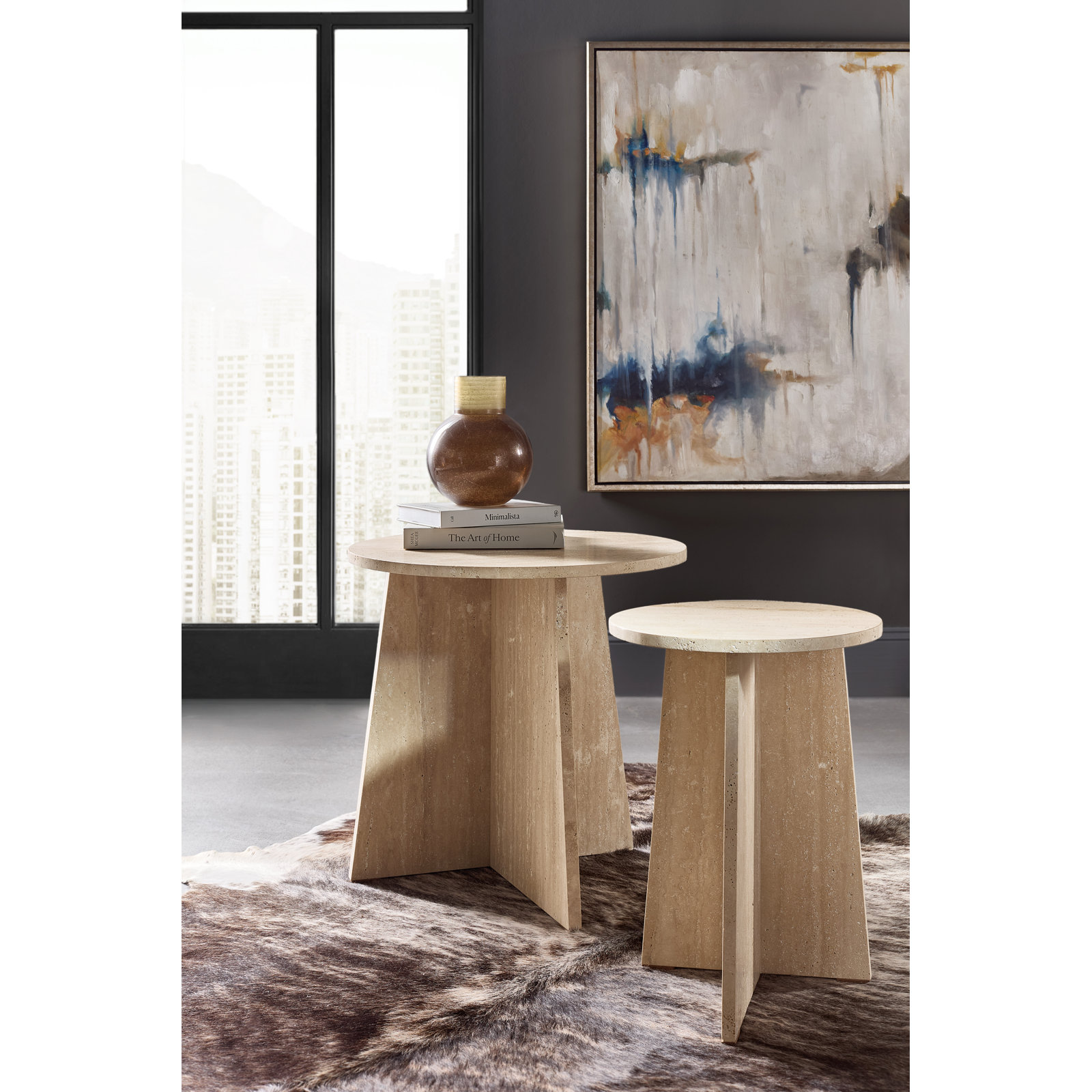 Melange Stone End Table, 24" H x 24" W x 24" D