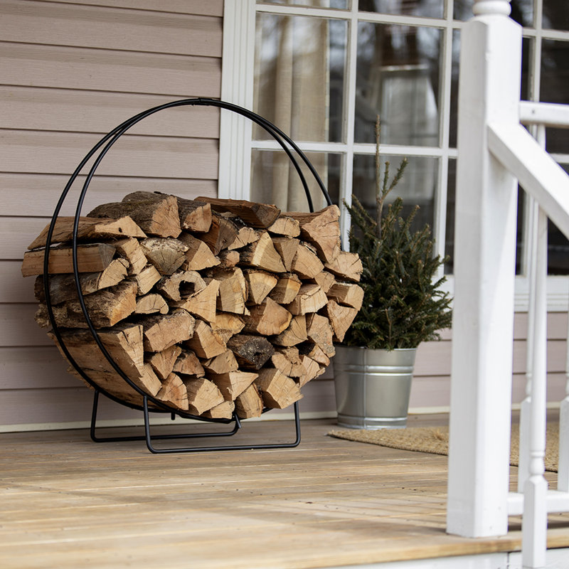 Abdulkhaliq 36'' W Metal Log Rack, Black