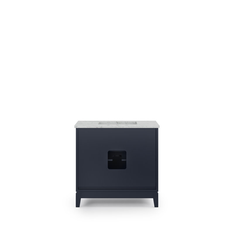 Elizabeth 36" Single Bathroom Vanity Set with Mirror, Monarch Blue, Waterfall
