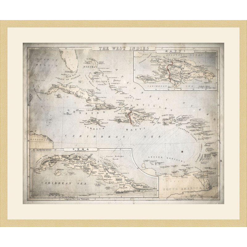 West Indies Map 1 Print, 37.48" H x 45.48" W